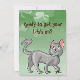 Invitación Cute Saint Patrick's Day Irish Cat Card