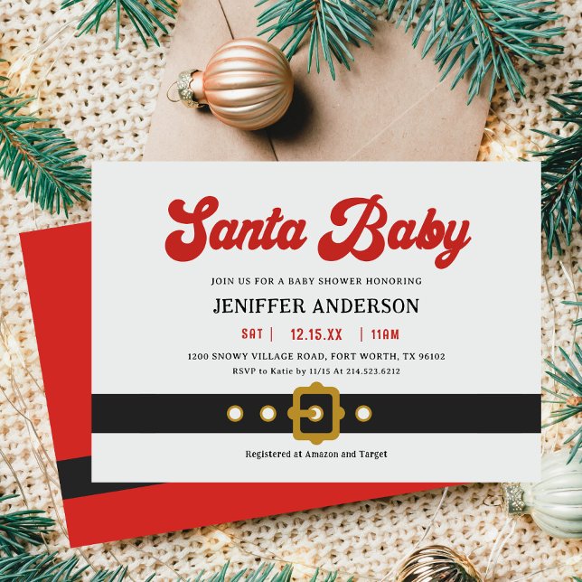 Invitación Cute Santa Baby Holiday Baby Shower (Subido por el creador)