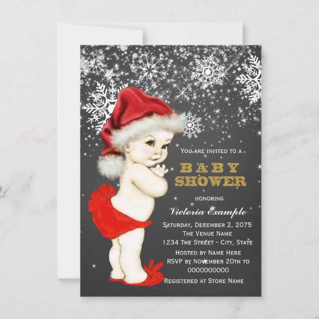 Invitación Cute Santa Baby Snowflake Baby Shower (Anverso)