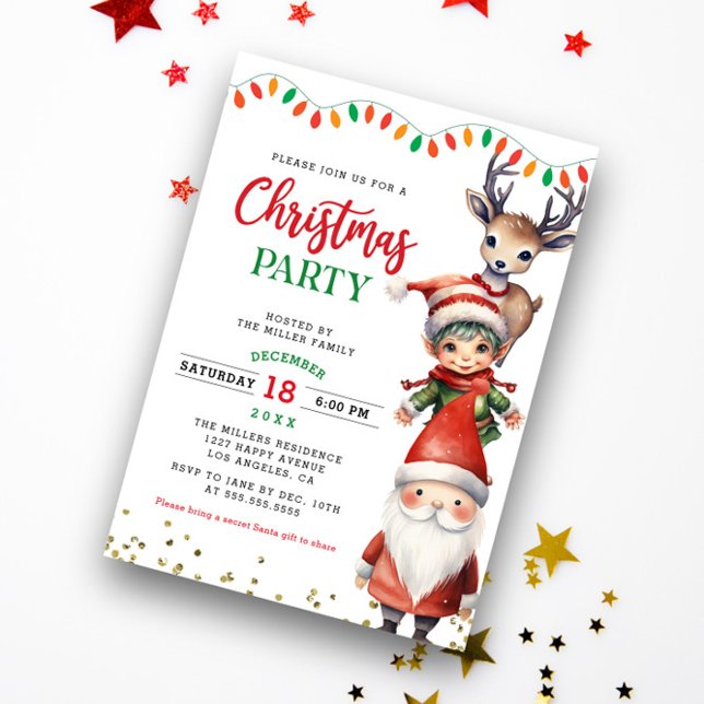 Invitación Cute Santa Claus Elf Navidades de renos Fiesta (Subido por el creador)