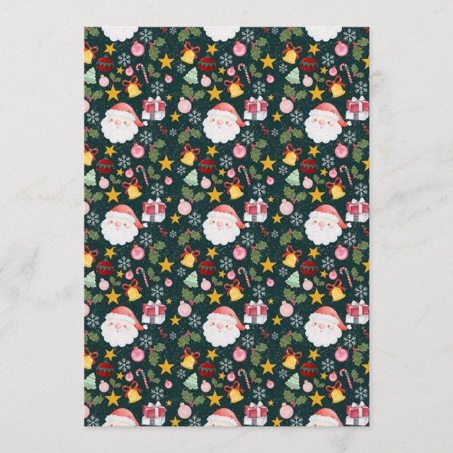 Invitación Cute Santa Claus Holiday Seamless Pattern (Anverso)