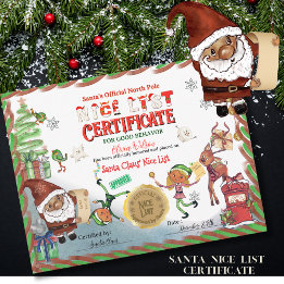 Invitación Cute Santa Elves Official Nice List Certificate