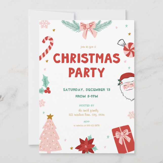 Invitación Cute Santa Holiday Kid Christmas Party Invitations (Anverso)