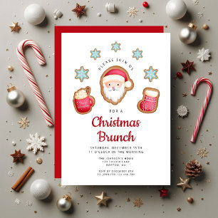 Invitación Cute Santa Navidad Brunch