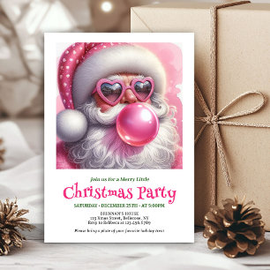 Invitación Cute santa rosa chicle acuarela Navidad