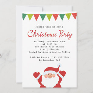 Invitación Cute Santa y Navidades Fiesta de Navidades de Bunt