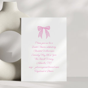 Invitación Cute Script Coquette Lazo Regalo de Boda Raya Rosa