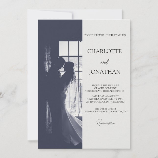Invitación Cute Script Elegant Photo Overlay White Wedding (Anverso)