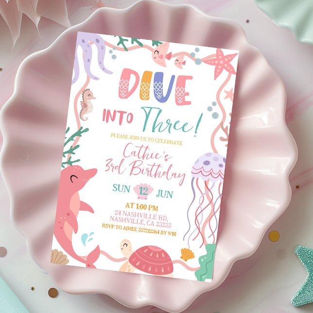 Invitación Cute Sea Animals Dive into Birthday (Subido por el creador)