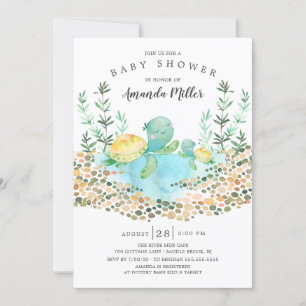 Invitación Cute Sea Turtle Ocean Baby Shower