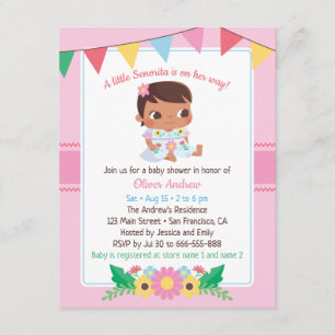 Invitación Cute Señorita Niña Fiesta Floral Baby Shower