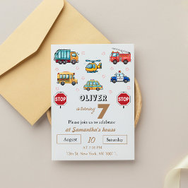 Invitación Cute Service Vehículo Fantasma de Cumpleaños