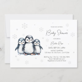 Invitación Cute Sexo Neutral Pingüino Baby Shower