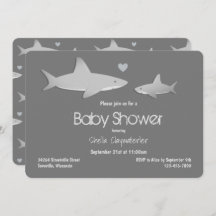 Cute Shark Grey Baby Shower