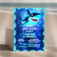 Cute Shark Neon Glow Blue Pool Fiestas Niños Cumpl