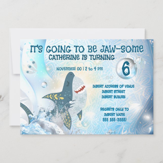 Invitación Cute Shark Ocean Kids Birthday Invitation (Anverso)