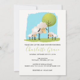 Invitación Cute Sheep Y Lambs Personalizados Twin Baby Shower