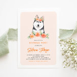 Invitación Cute Siberian Husky Peach Floral Kids Cumpleaños<br><div class="desc">Cute Siberian Husky Watercolor Peach Floral Kids Invitación a fiesta de cumpleaños | Invitar a la familia y amigos a que sus hijos cumplan con esta invitación floral de personalizable. Cuenta con ilustraciones acuáticos de un Husky siberiano y flores de melocotón. Esta también será la invitación perfecta para cumpleaños de...</div>