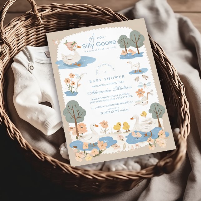 Invitación Cute Silly Goose Baby Shower (Subido por el creador)