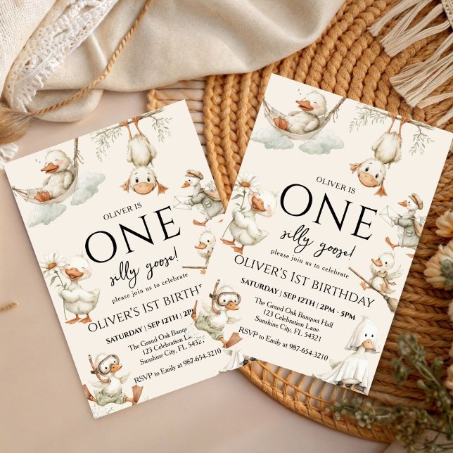Invitación cute Silly Goose ,One Silly Goose 1st Party (Subido por el creador)