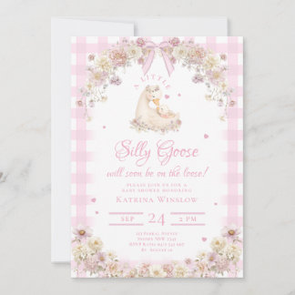 Invitación Cute Silly Goose Wildflower Girl Baby Shower