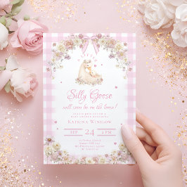 Invitación Cute Silly Goose Wildflower Girl Baby Shower