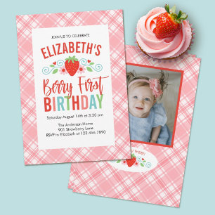 Invitación Cute Simple Red Berry Sweet Photo Birday