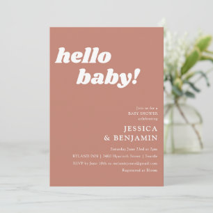 Invitación Cute Simple Terracotta Hola Baby Shower