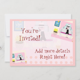 Invitación Cute Sixties Stephanie Sweet Retro Character Art
