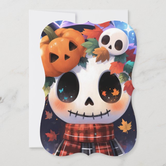 Invitación Cute Skeleton Halloween Baby Shower (Reverso)