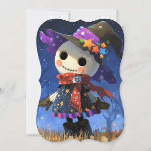 Invitación Cute Skeleton Witch Halloween Baby Shower