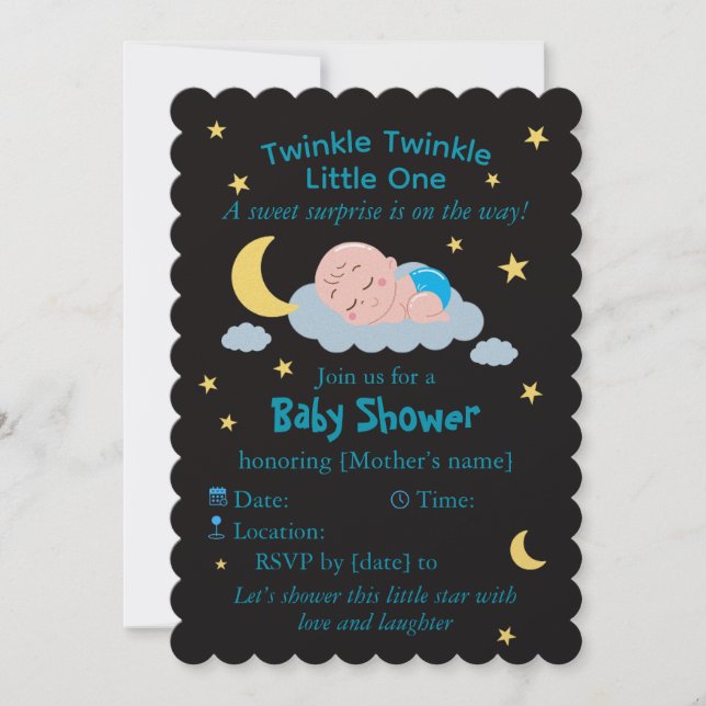 Invitación Cute Sleeping Baby on Cloud Baby Shower Card (Anverso)