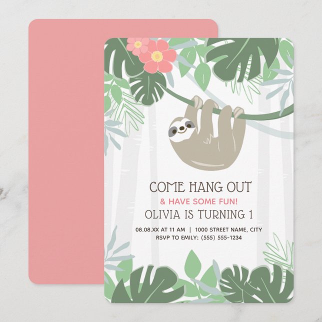 Invitación Cute Slote Palm Tropical Sale Cumpleaños (Anverso / Reverso)