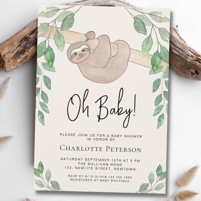 Invitación Cute Sloth Baby Shower (Subido por el creador)