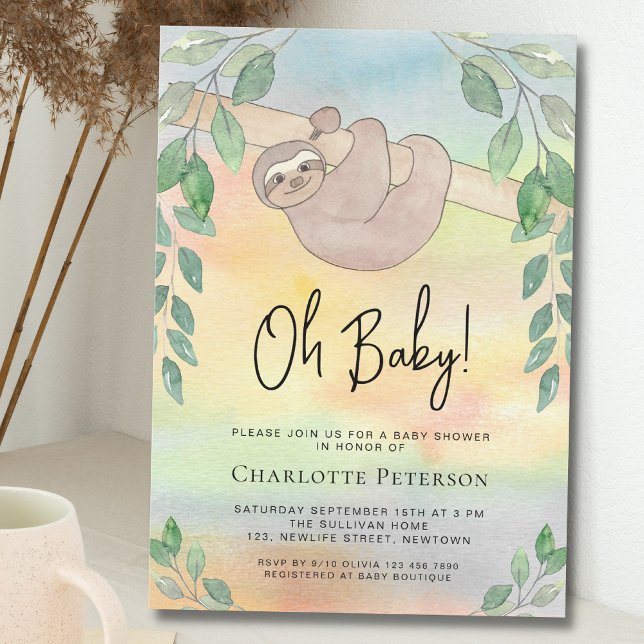Invitación Cute Sloth Baby Shower (Subido por el creador)