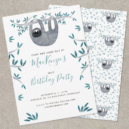 Invitación Cute Sloth Kid en la fiesta de cumpleaños
