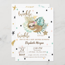 Invitación Cute Sloth Twinkle Little Star Baby Shower