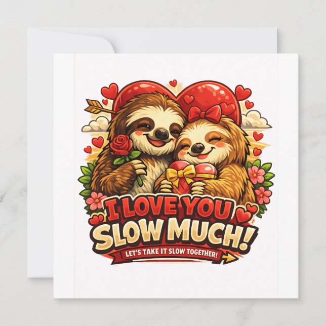 Invitación Cute Sloth Valentine’s Day Love Design, I Love You (Anverso)