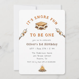 Invitación Cute Smores Campingl 1st Birthday 