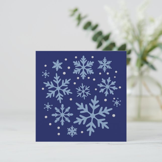 Invitación Cute Snowflake Navidad Fiesta de Invierno Acogedor (Anverso de pie)