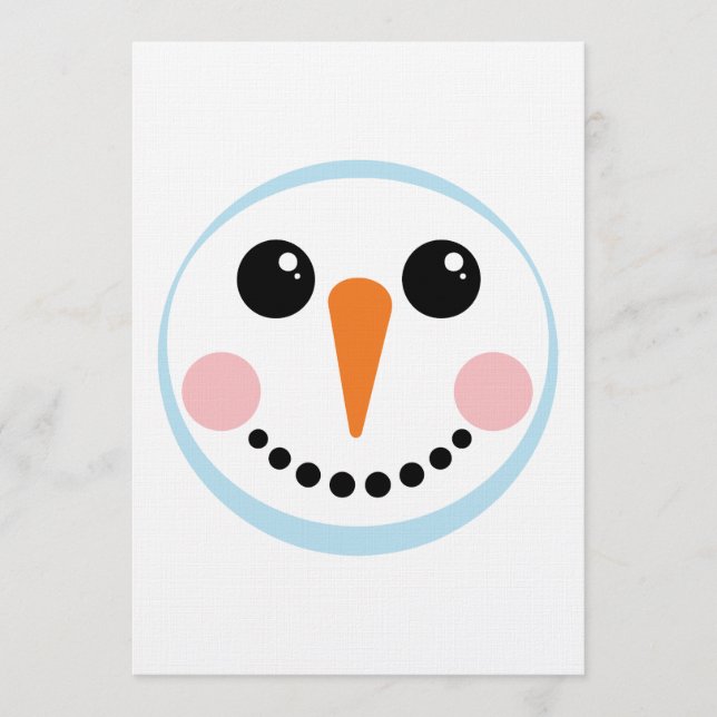 Invitación Cute Snowman Face Winter Holiday Design (Anverso)