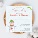 Invitación Cute Snowman | Fiesta de Navidades<br><div class="desc">NewParkLane - Invitación del partido de los Navidades, con un lindo personalizado de nieve con acuarela en un fondo nevado, con una rama hueca, y con cita de ‘Alegría y Paz' en divertida tipografía dibujada a mano en el trasero. Para un diseño personalizado, agregue su nombre e información personal en...</div>