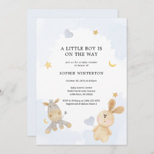 Invitación Cute Soft Toys Boys Baby Shower