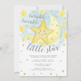 Invitación Cute Sonriente Gold Twinkle Little Star Baby Showe