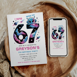 Invitación Cute Space 7th Birthday | Six & Seven Year Old 