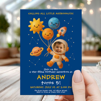 Invitación Cute Space Astronaut Birthday Card