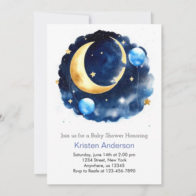 Invitación Cute Space Odyssey Boy Baby Shower (Anverso)