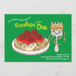 Invitación Cute Spaghetti Kids Primer Fiesta de cumpleaños Ka<br><div class="desc">¡Estas adorables y coloridas invitaciones para fiestas de cumpleaños y spaghetti de albóndigas son perfectas para una celebración de primer cumpleaños de los niños! Personalizar el texto para hacerlos propios. ¡El aspecto moderno es la manera perfecta de celebrar a tu pequeño que ama a los personalizados y fideos kawaii en...</div>