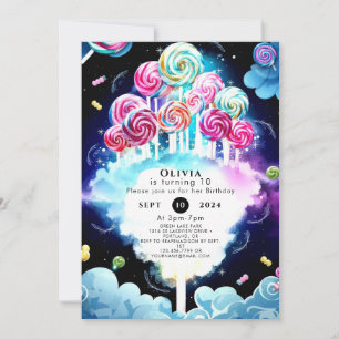 Invitación Cute Sparkling Candyland Cumpleaños
