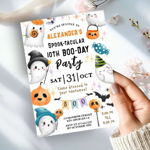 Invitación Cute Spooktacular Halloween 10 cumpleaños niño lin